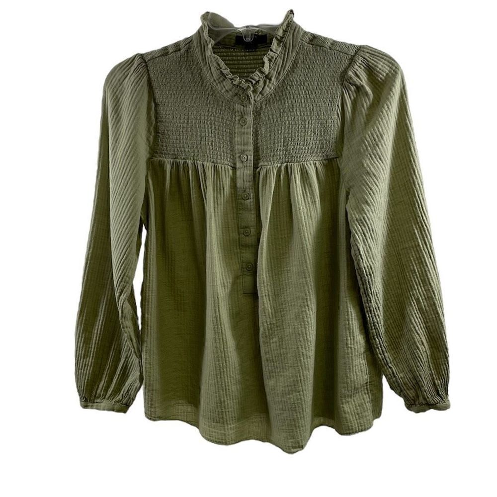 J Crew Olive Green Blouse Size S